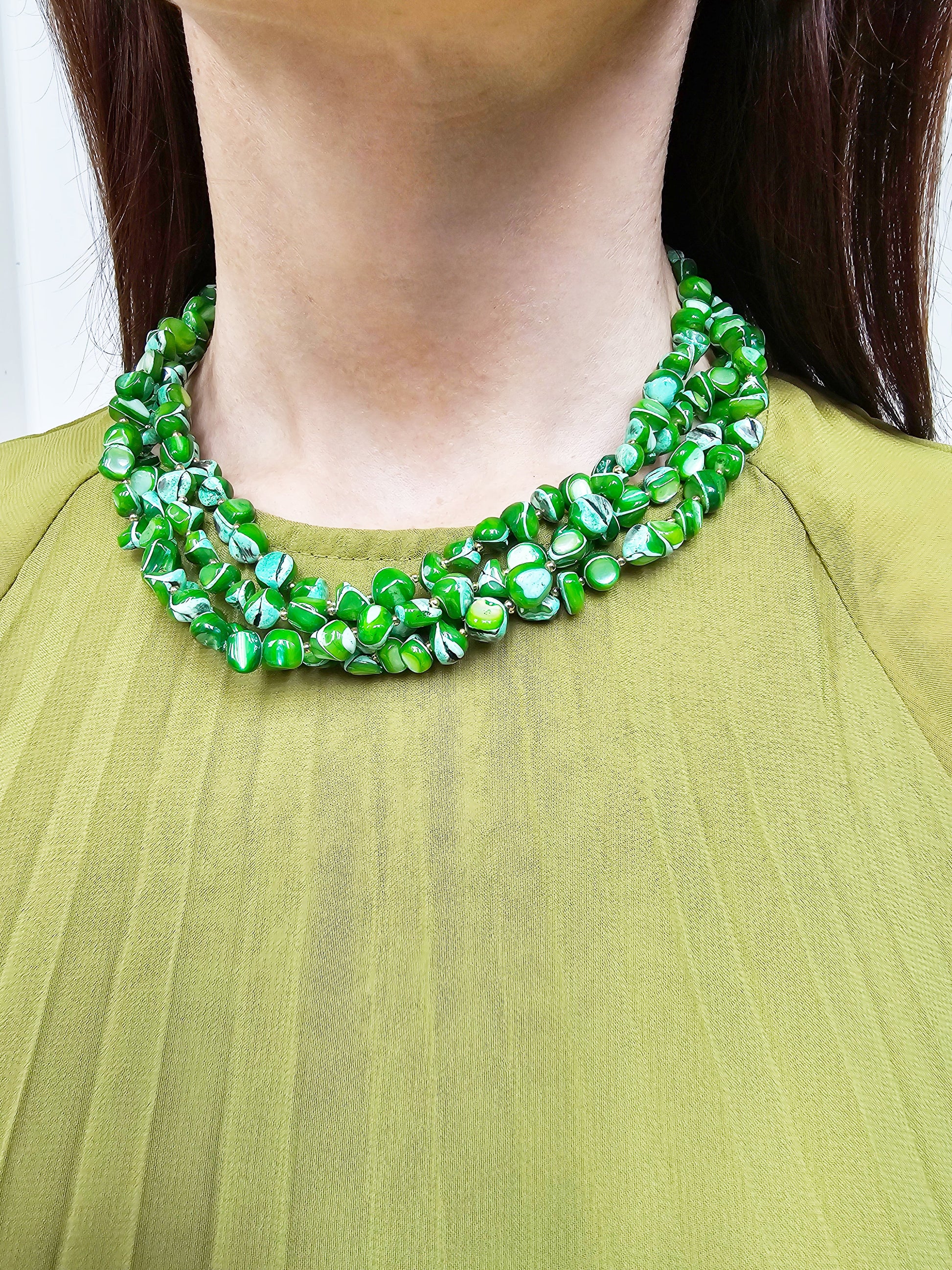 Green Natural Shell Multi-Layers Necklace PN070-4