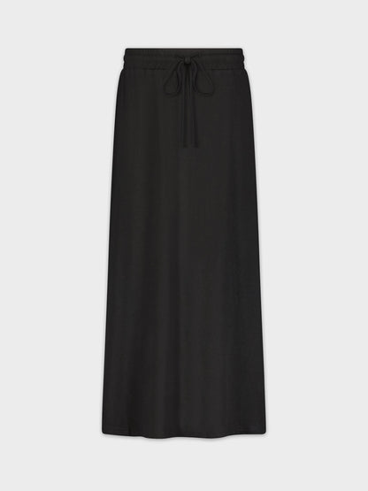 Heathered Drawstring Skirt-Black-1