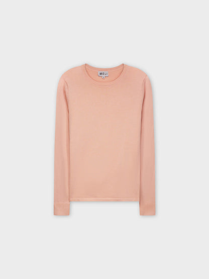 THIN KNIT CREW SWEATER-SOFT PINK-1