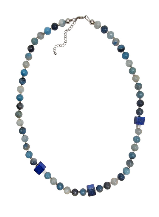 Blue Montebrasite With Tube Lapis Men's Necklace MEN28-0