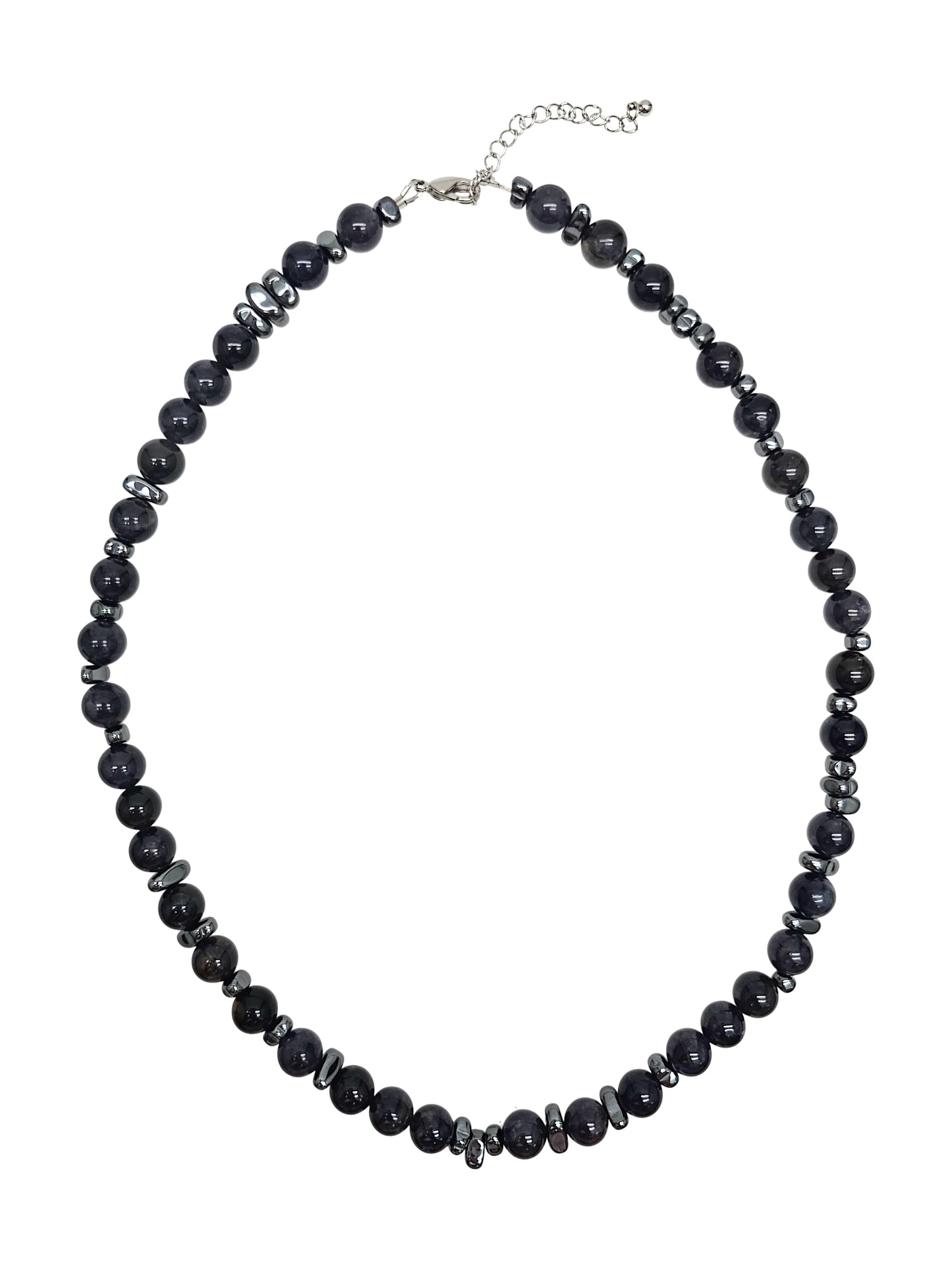 Black Obsidian With Hematite Mens Necklace MEN13-0