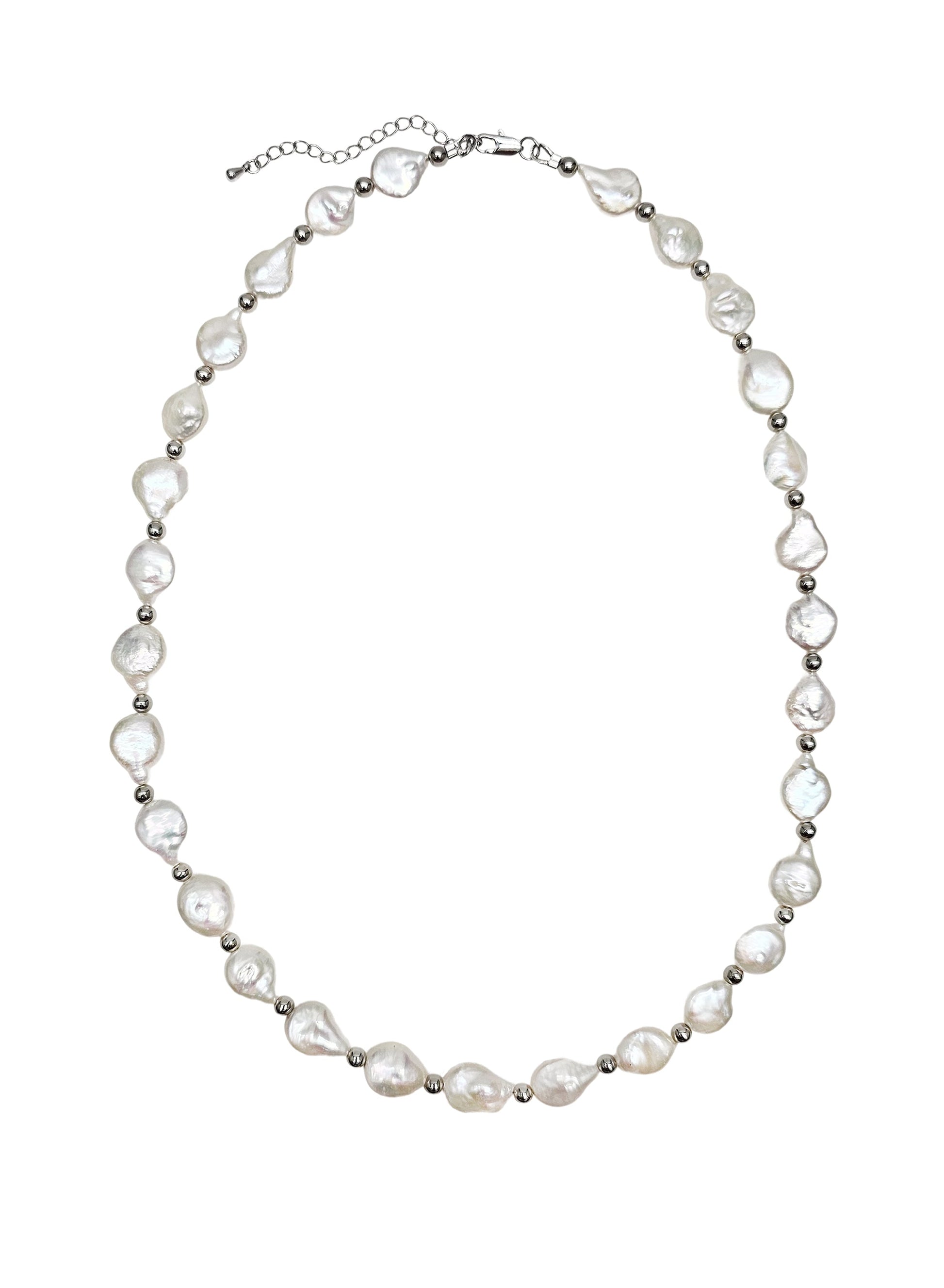 Irregular Freshwater Pearls With Sterling Silver Men Necklace MEN11-0