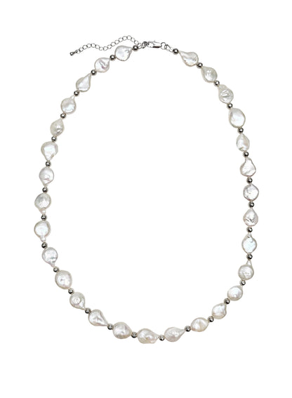 Irregular Freshwater Pearls With Sterling Silver Men Necklace MEN11-0