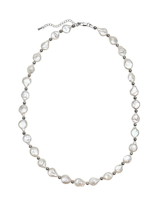 Irregular Freshwater Pearls With Sterling Silver Men Necklace MEN11-0