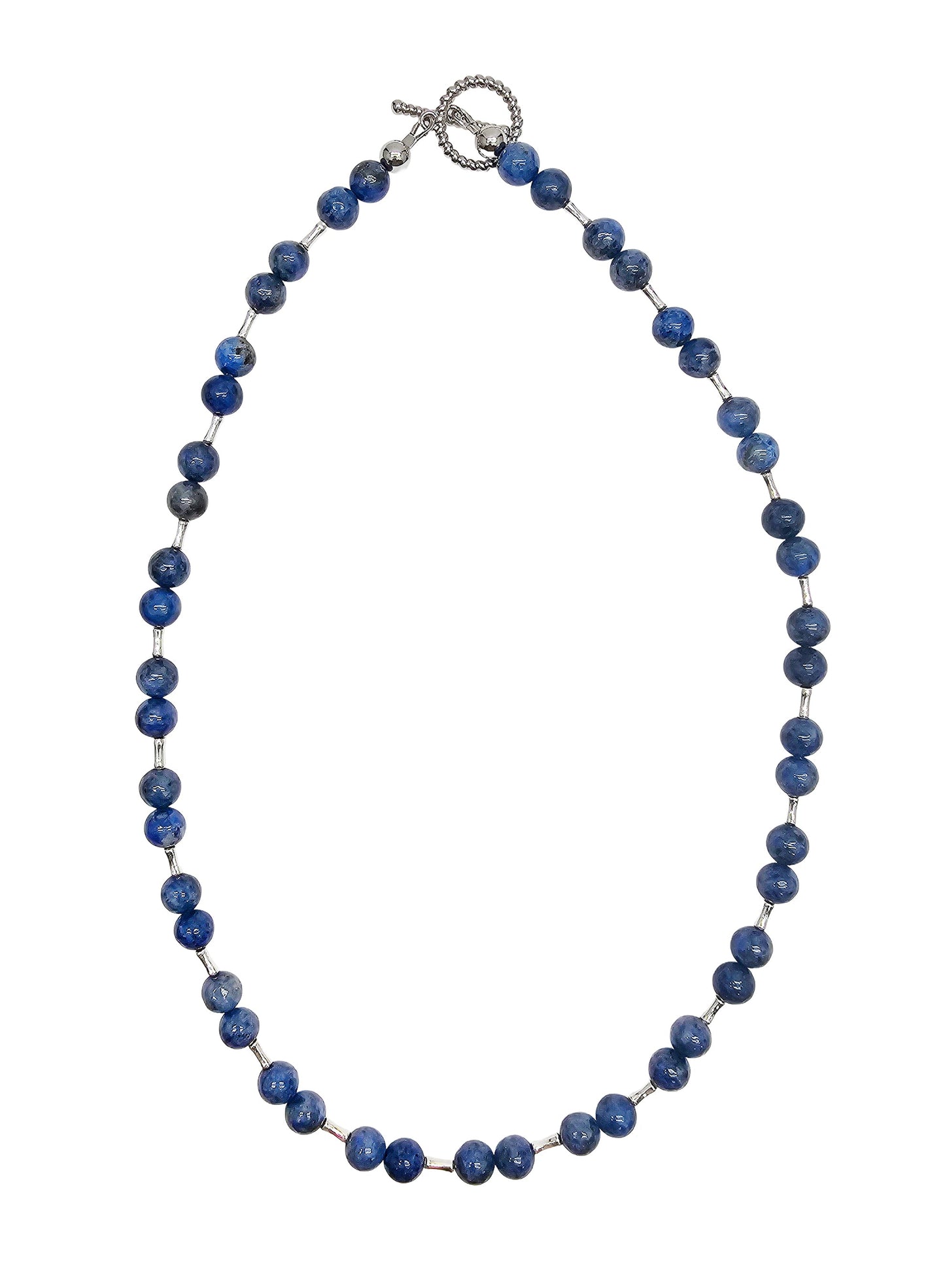 Blue Apatite With Sterling Silver Men's Necklace MEN27-0