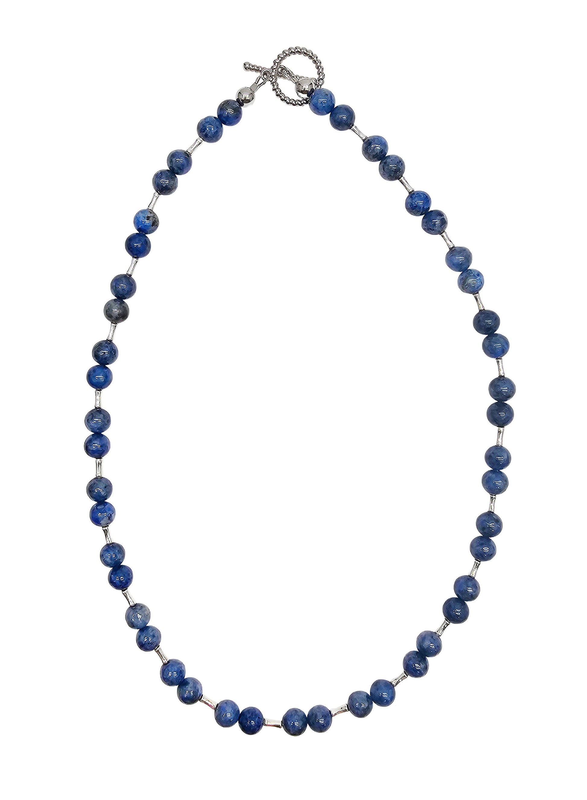 Blue Apatite With Sterling Silver Men's Necklace MEN27-0