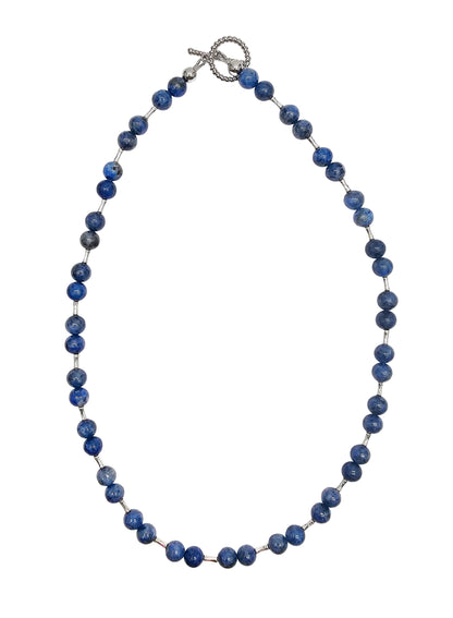 Blue Apatite With Sterling Silver Men's Necklace MEN27-0