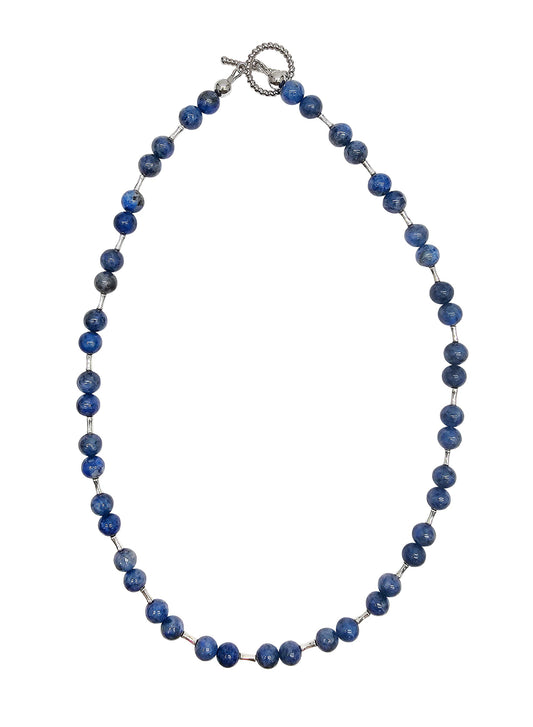 Blue Apatite With Sterling Silver Men's Necklace MEN27-0