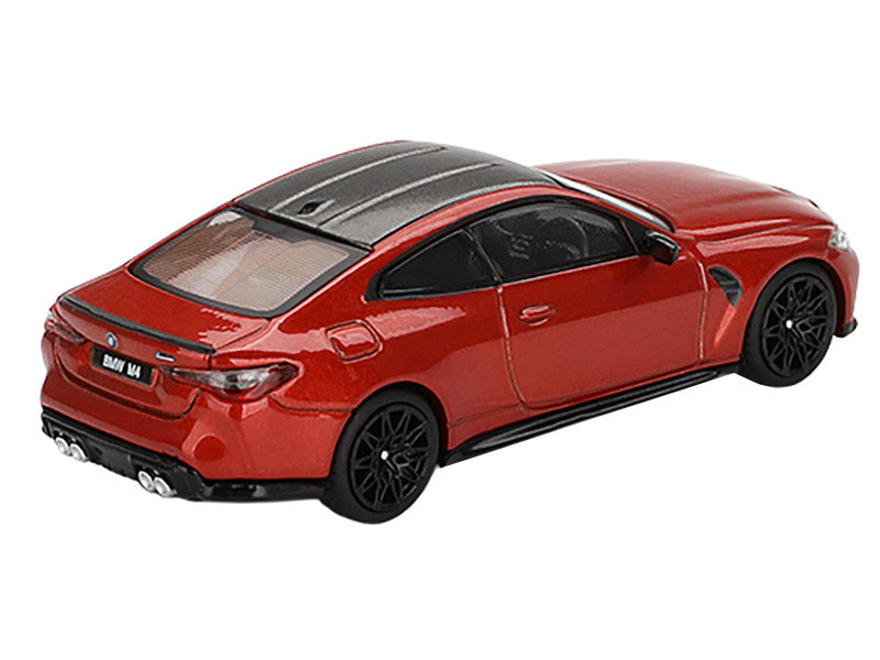 BMW M4 Competition Sakhir Orange Metallic with Carbon Top Limited Edition 1/64 Diecast Model Car by Mini GT-1