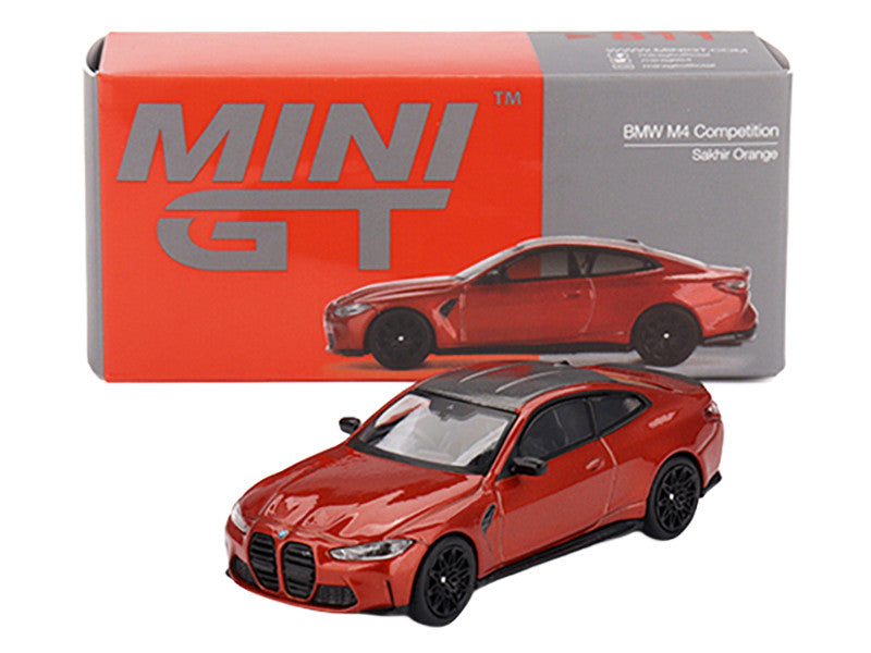 BMW M4 Competition Sakhir Orange Metallic with Carbon Top Limited Edition 1/64 Diecast Model Car by Mini GT-0