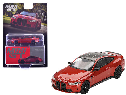 BMW M4 Competition Sakhir Orange Metallic with Carbon Top Limited Edition 1/64 Diecast Model Car by Mini GT-3