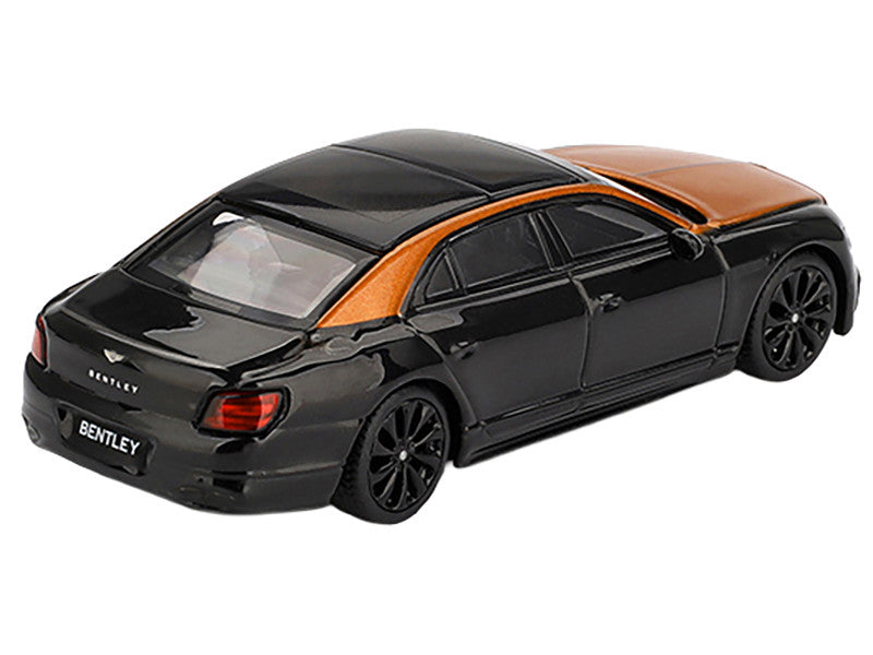 Bentley Flying Spur Orange Flame Metallic and Onyx Black Limited Edition 1/64 Diecast Model Car by Mini GT-1