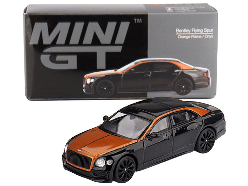 Bentley Flying Spur Orange Flame Metallic and Onyx Black Limited Edition 1/64 Diecast Model Car by Mini GT-2
