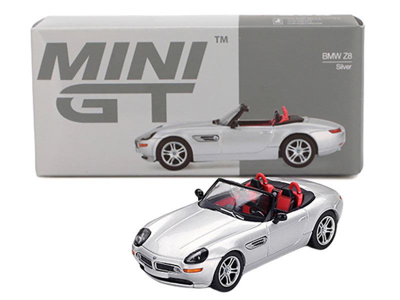 BMW Z8 Roadster Silver Metallic with Red and Black Interior Limited Edition 1/64 Diecast Model Car by Mini GT-0
