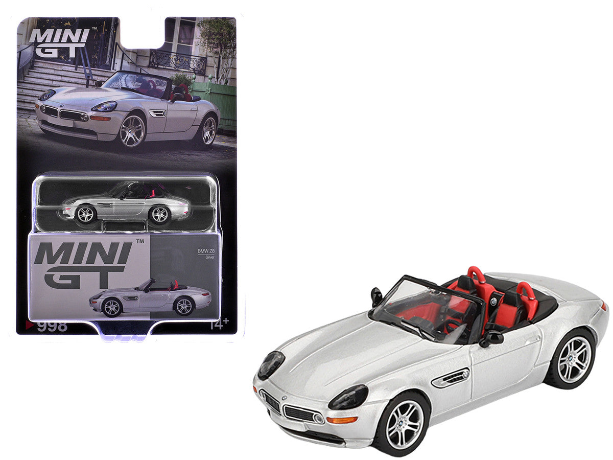 BMW Z8 Roadster Silver Metallic with Red and Black Interior Limited Edition 1/64 Diecast Model Car by Mini GT-3