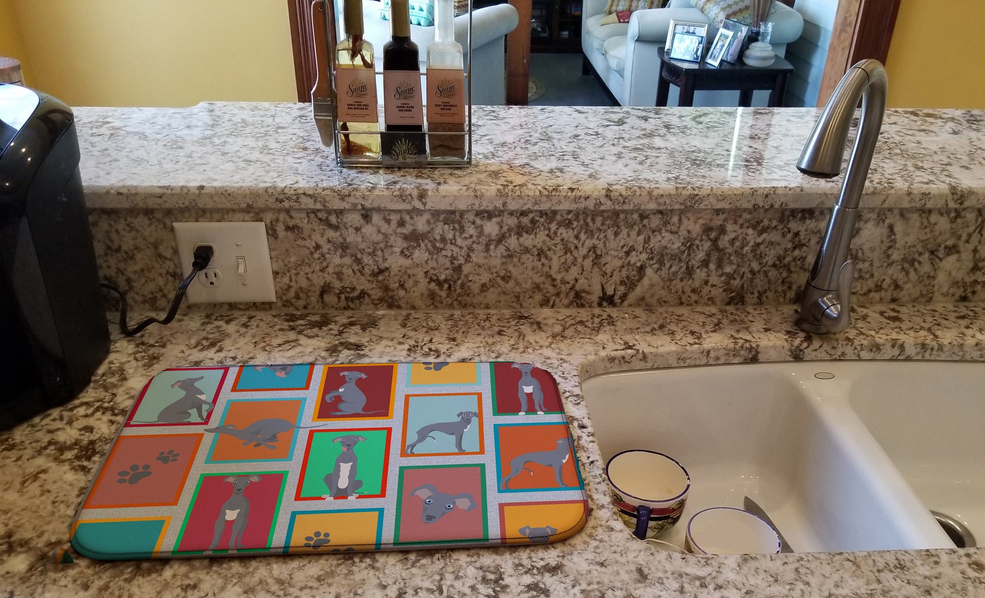 Lots of Italian Greyhound Dish Drying Mat-1