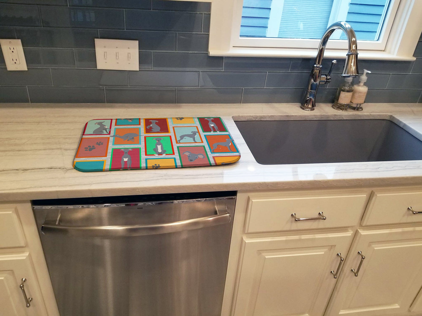 Lots of Italian Greyhound Dish Drying Mat-2
