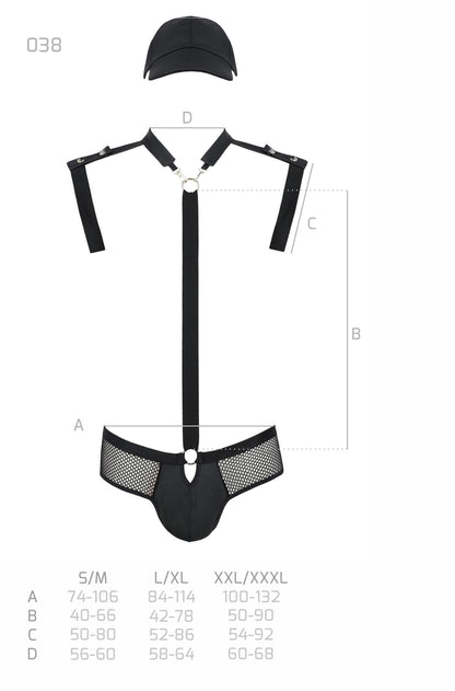 schwarzes Harness Set 038 - 2XL/3XL-6