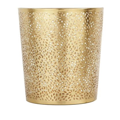 1.3 Gallon Round Perforated Copper Gold Metal Waste Basket Trash Can-1
