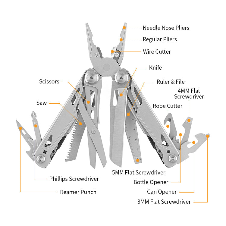 Foldable Multitool Pliers with Scissors and Screwdriver Stainless Steel Multi Tool Pliers with Replaceable Wire Cutters and Saw-1