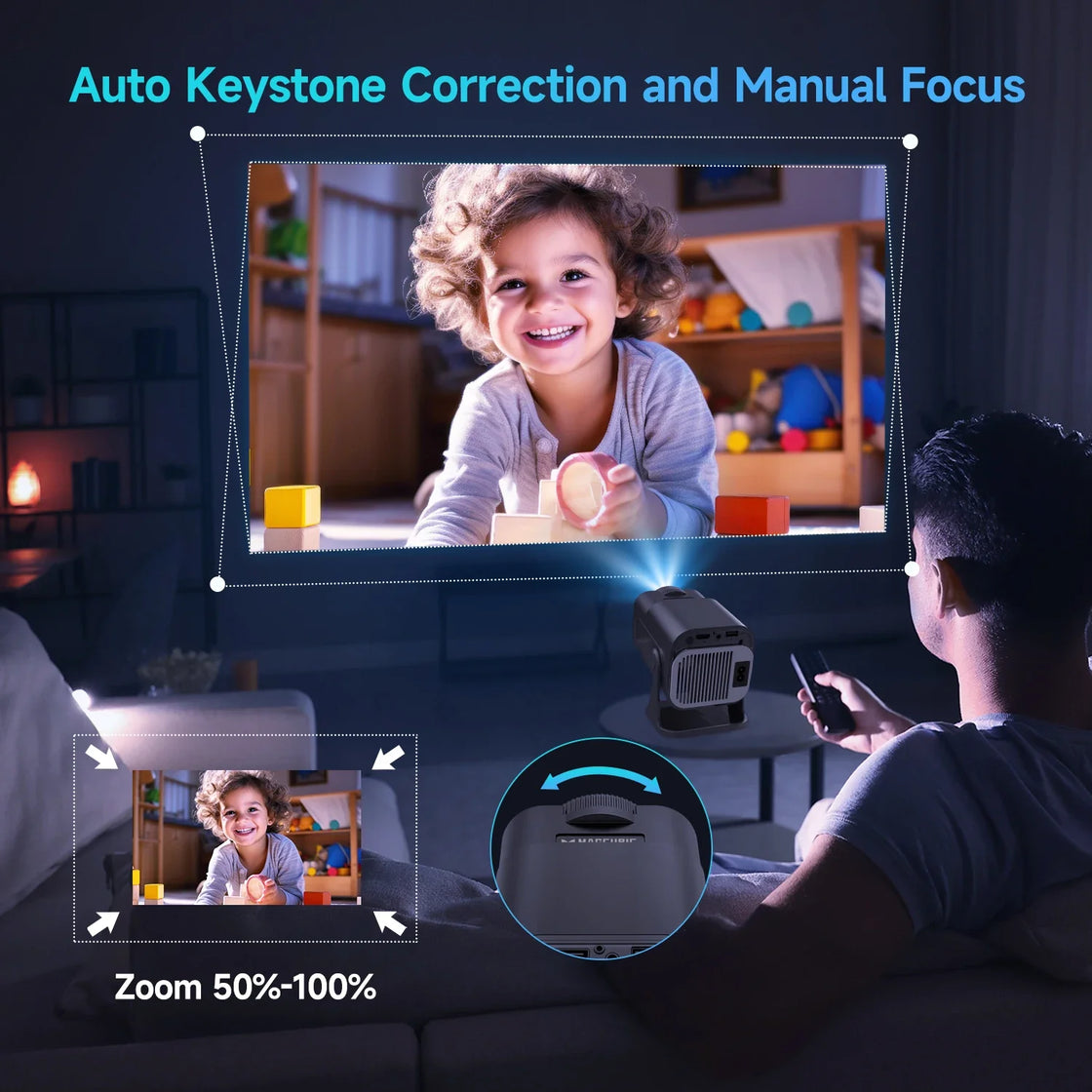 NNEOBA Mini Android 11 Projector (Black)-4