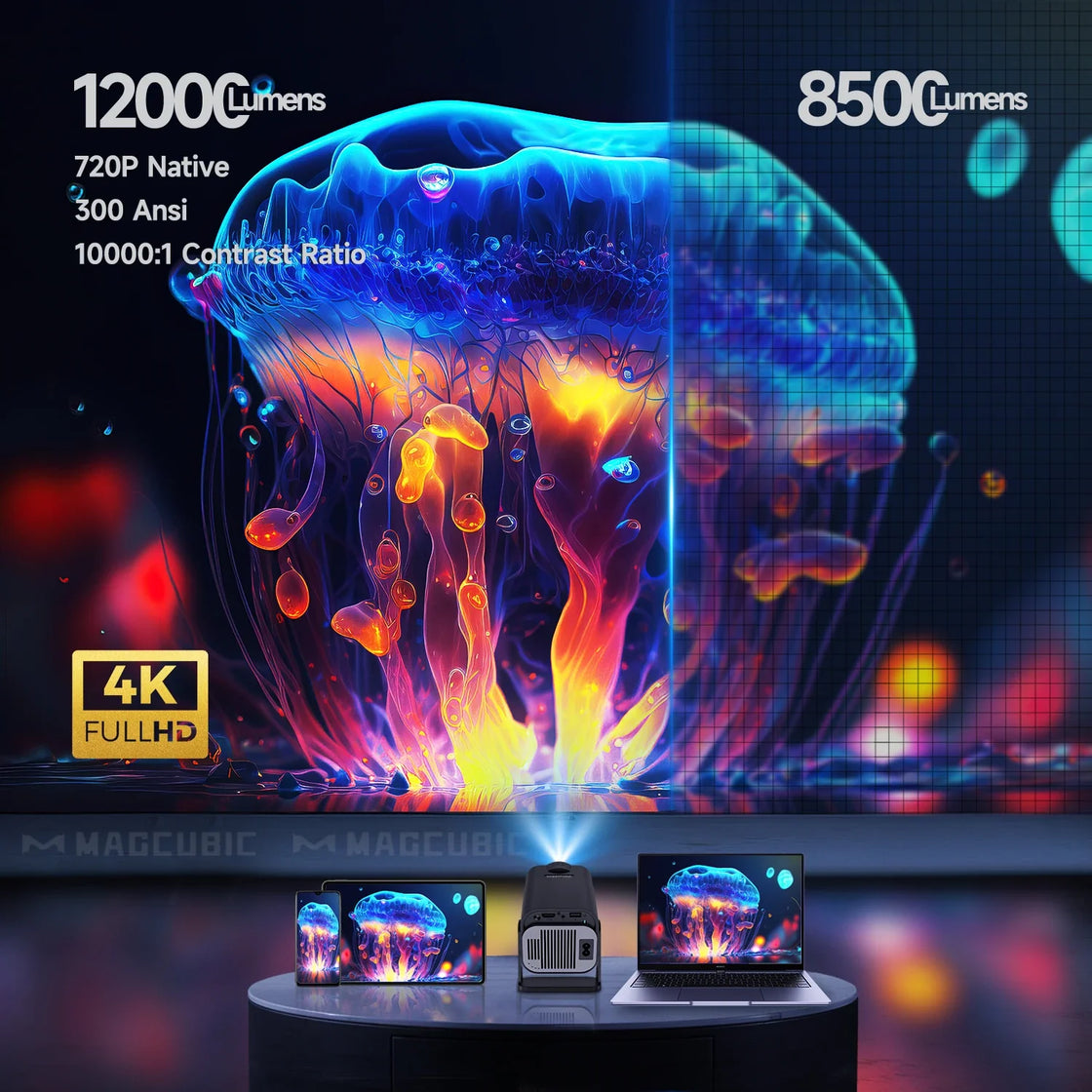 NNEOBA Mini Android 11 Projector (Black)-3