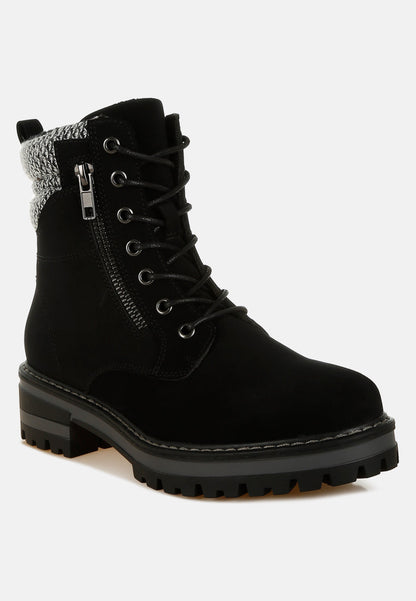 Mahisha Knitted Collar Zip-Up Hiker Boots-3