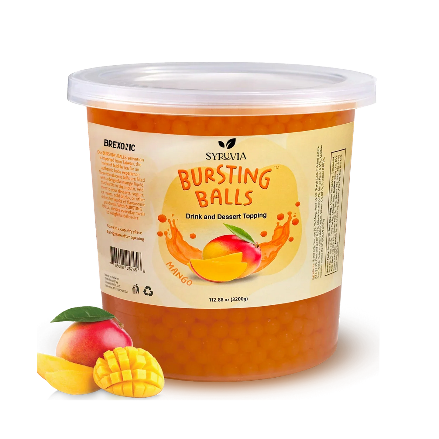 7 LB Mango Flavored Boba Balls for a Bursting and Popping Boba Experience ( 1 case 4x 7lb)-0