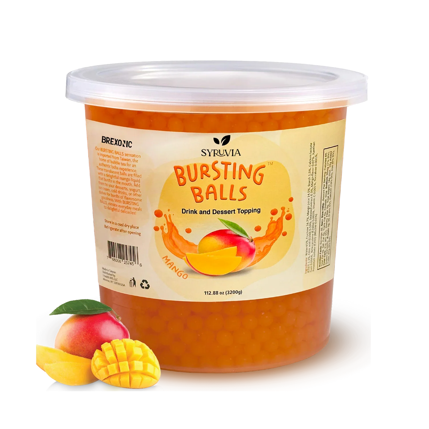 7 LB Mango Flavored Boba Balls for a Bursting and Popping Boba Experience ( 1 case 4x 7lb)-0
