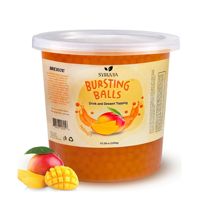 7 LB Mango Flavored Boba Balls for a Bursting and Popping Boba Experience ( 1 case 4x 7lb)-0