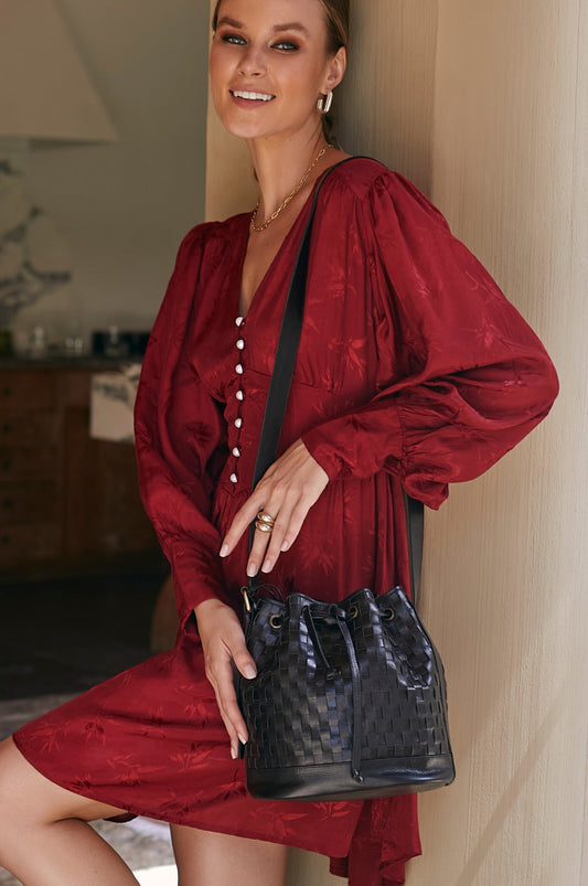 Margo Woven Drawstring Bag-0