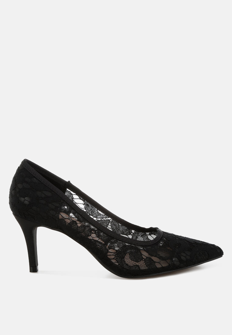 Masega Stiletto Heel Lace Pumps-0