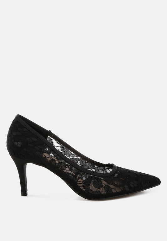 Masega Stiletto Heel Lace Pumps-0