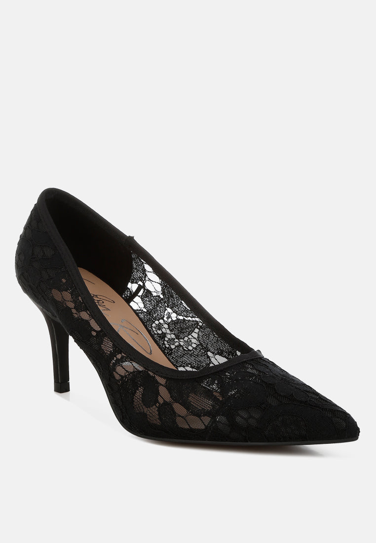 Masega Stiletto Heel Lace Pumps-1