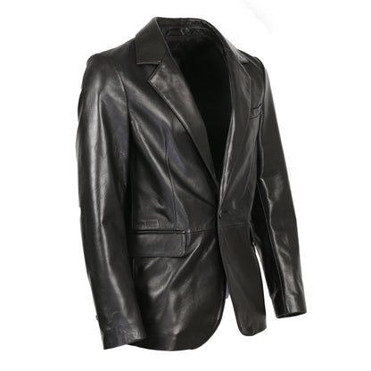 Maximus Mens New Zealand 1 Button Leather Blazer-1