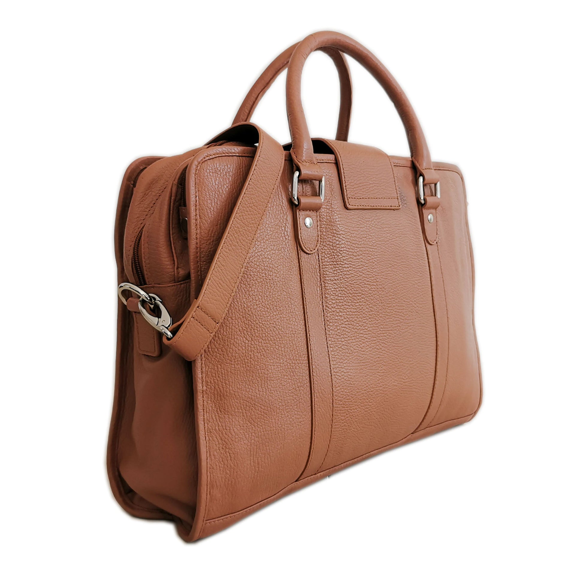 Leather Briefcase, Brown-2