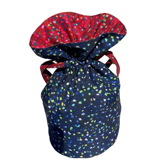 Medium Reusable Fabric Gift Bag | Blue & Red Confetti-0