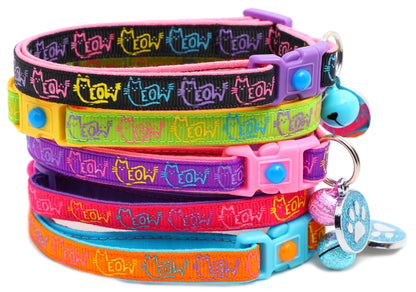 Colorful Meow Breakaway Cat Collar-0