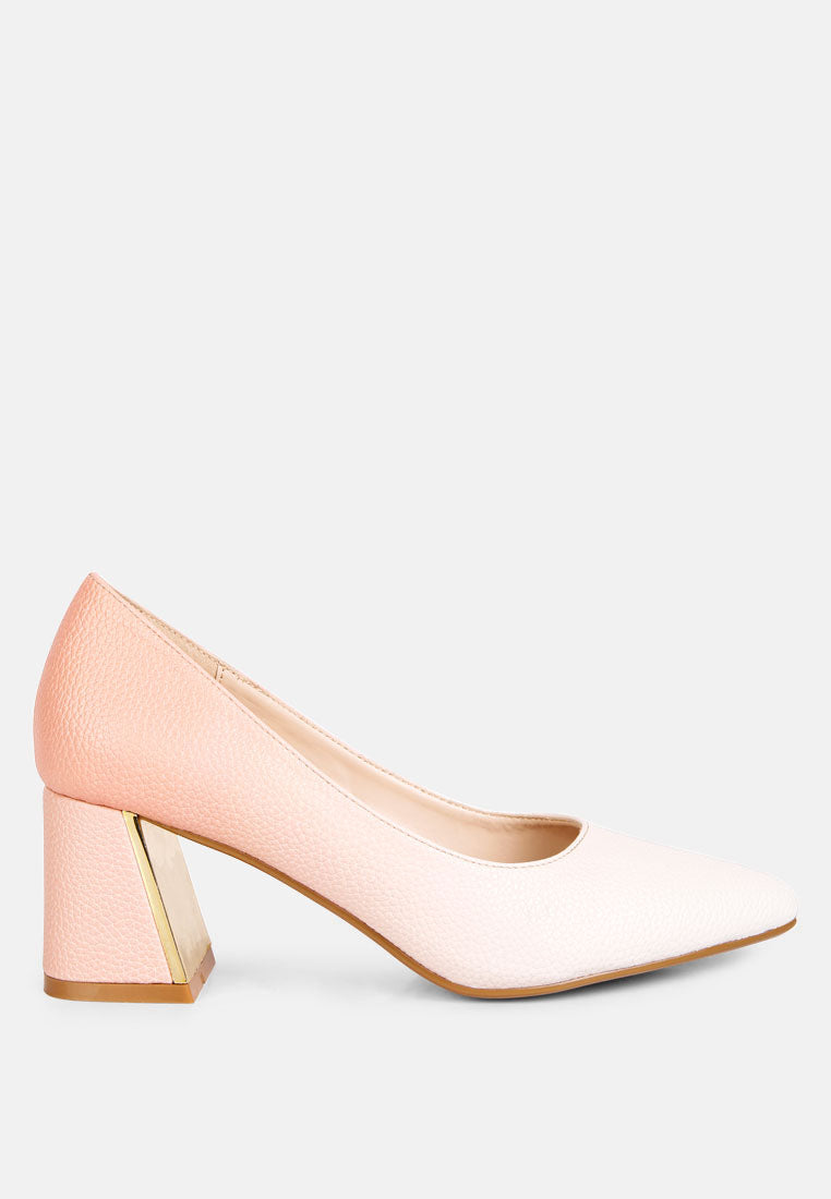 Harlow Metallic Accent Block Heel Pumps-0