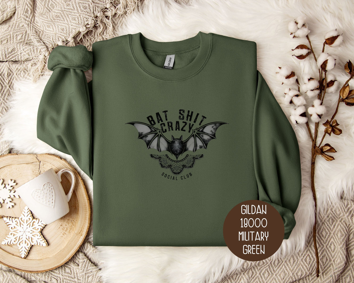 Bat Shit Crazy Social Club Retro Halloween Sweatshirt-1