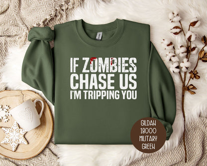 If Zombies Chase Us I'm Tripping You Halloween Sweatshirt-8