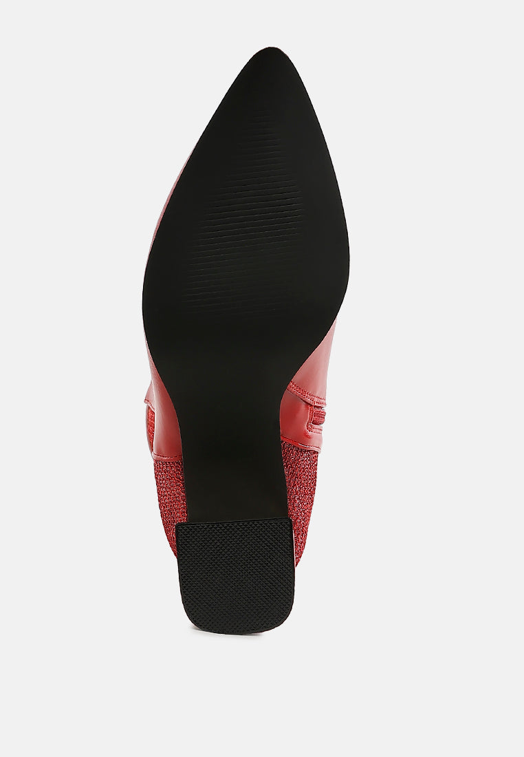 Mimosa Mesh Detail Pointy Ankle Boots-1