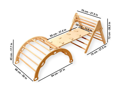 Montessori Indoor Playground | Pikler Triangle & Climbing Arch & 2in1 Ramp & Pillow-2