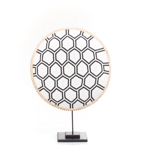 Beaded Cameroon Shield Black & White | Hexagon Light Design-3