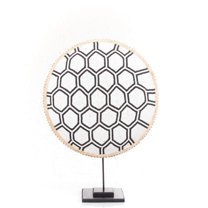 Beaded Cameroon Shield Black & White | Hexagon Light Design-3