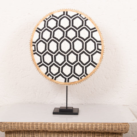 Beaded Cameroon Shield Black & White | Hexagon Dark Design-3