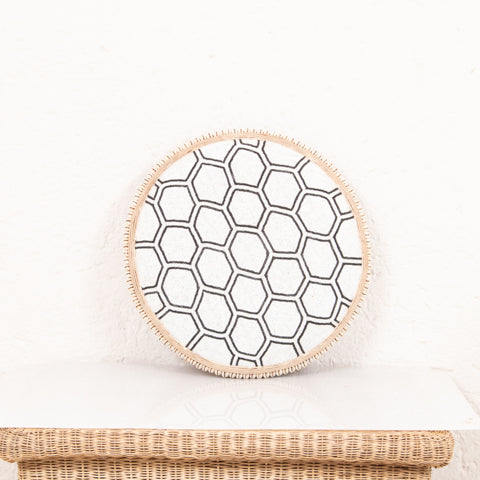 Beaded Cameroon Shield Black & White | Hexagon Light Design-2