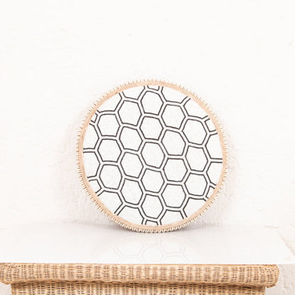 Beaded Cameroon Shield Black & White | Hexagon Light Design-2