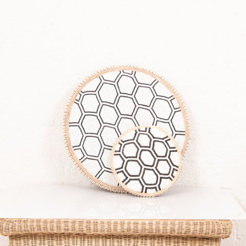 Beaded Cameroon Shield Black & White | Hexagon Light Design-0