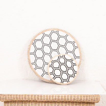 Beaded Cameroon Shield Black & White | Hexagon Light Design-0